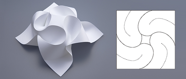 円錐を折る画像と展開図のイメージ