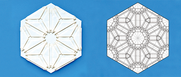 表現したい模様を作図する画像と展開図のイメージ